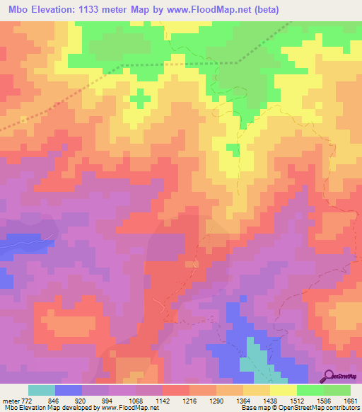 Mbo,Cameroon Elevation Map