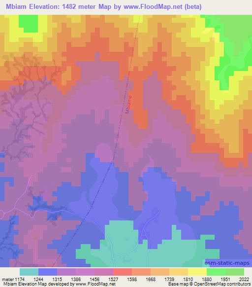 Mbiam,Cameroon Elevation Map