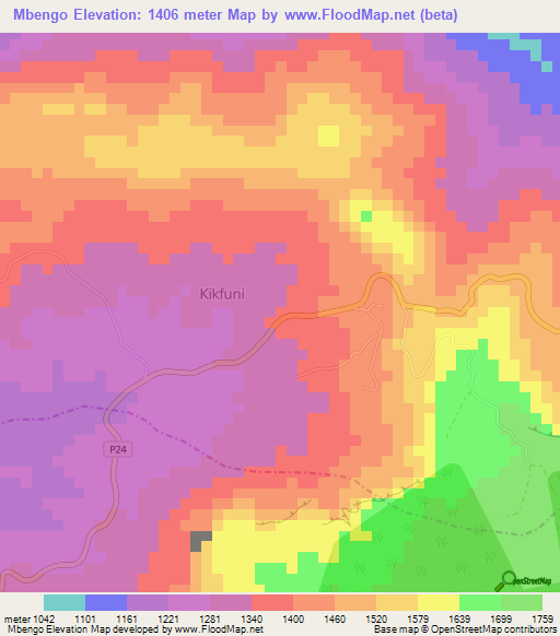 Mbengo,Cameroon Elevation Map