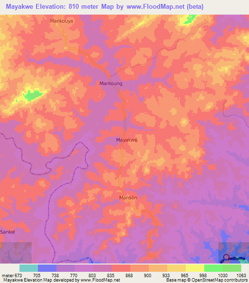 Mayakwe,Cameroon Elevation Map