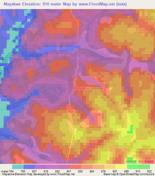 Mayakwe,Cameroon Elevation Map