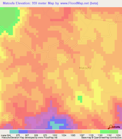 Matoufa,Cameroon Elevation Map