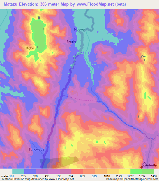 Matazu,Cameroon Elevation Map