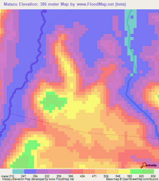 Matazu,Cameroon Elevation Map