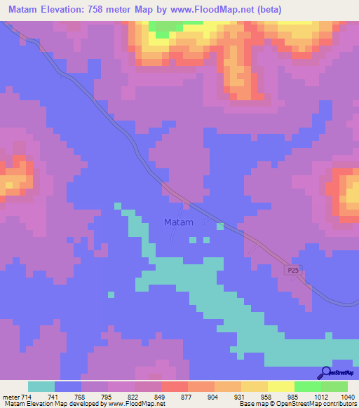 Matam,Cameroon Elevation Map