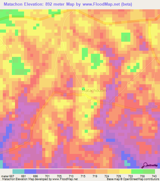 Matachon,Cameroon Elevation Map