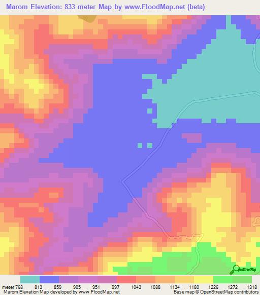 Marom,Cameroon Elevation Map