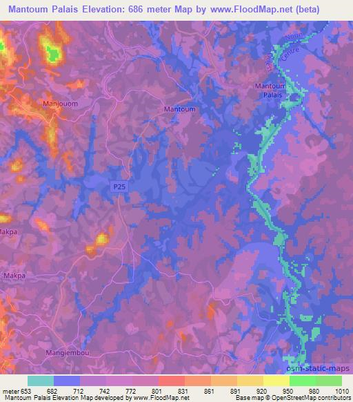 Mantoum Palais,Cameroon Elevation Map
