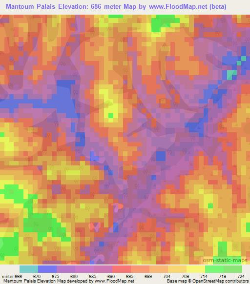 Mantoum Palais,Cameroon Elevation Map