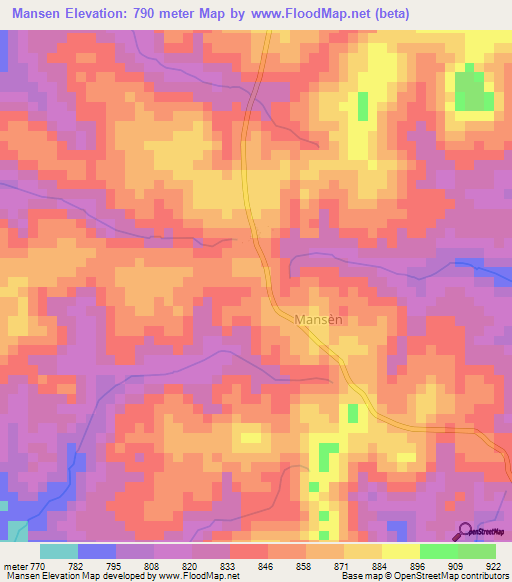 Mansen,Cameroon Elevation Map