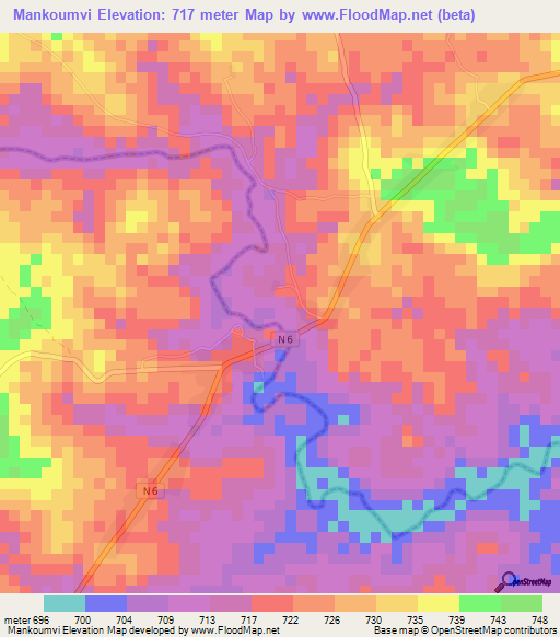 Mankoumvi,Cameroon Elevation Map