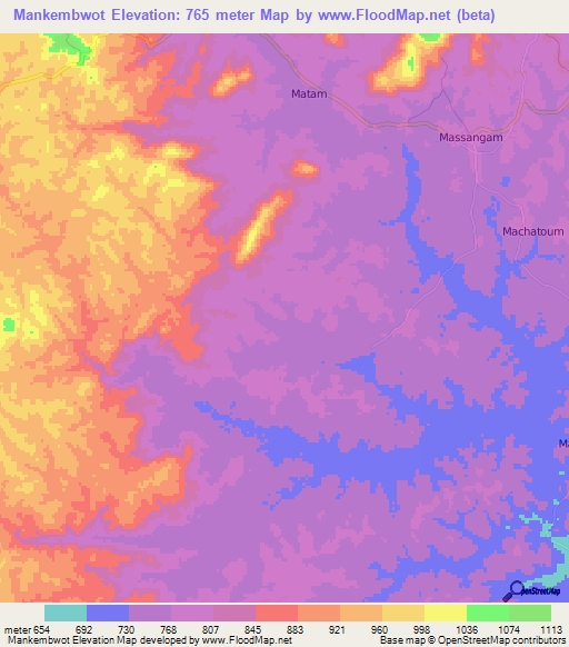 Mankembwot,Cameroon Elevation Map