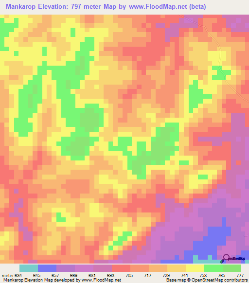 Mankarop,Cameroon Elevation Map