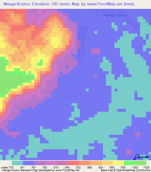 Mange-Koutou,Cameroon Elevation Map