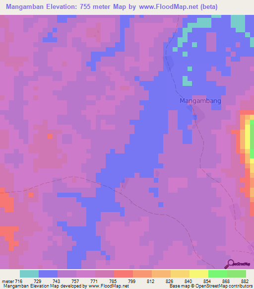 Mangamban,Cameroon Elevation Map