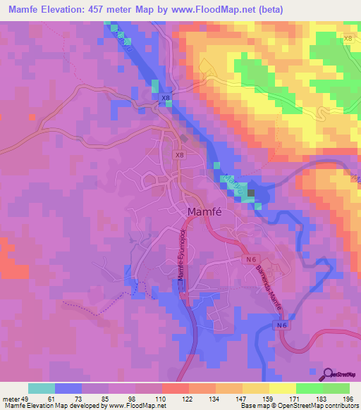 Mamfe,Cameroon Elevation Map