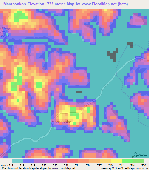 Mambonkon,Cameroon Elevation Map