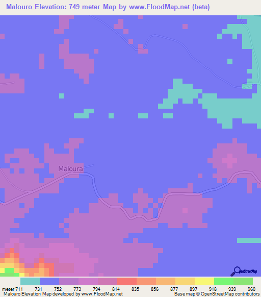 Malouro,Cameroon Elevation Map