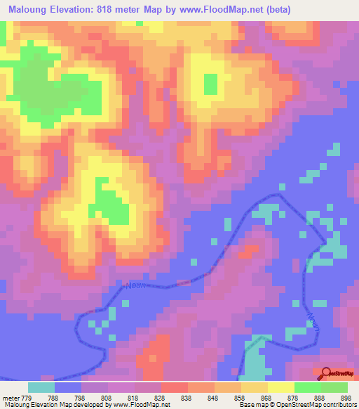 Maloung,Cameroon Elevation Map