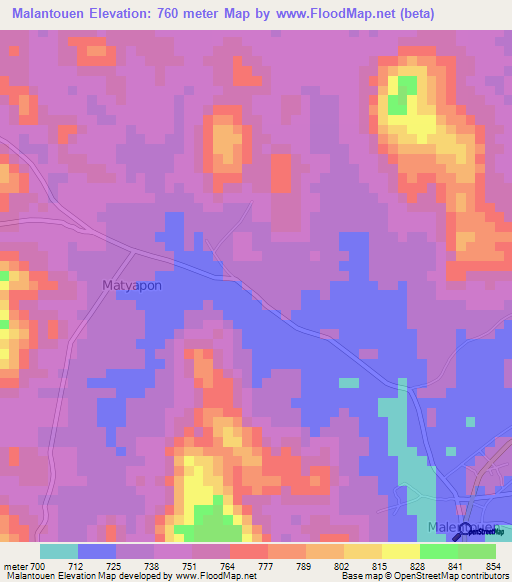 Malantouen,Cameroon Elevation Map