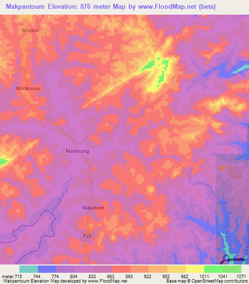 Makpantoum,Cameroon Elevation Map