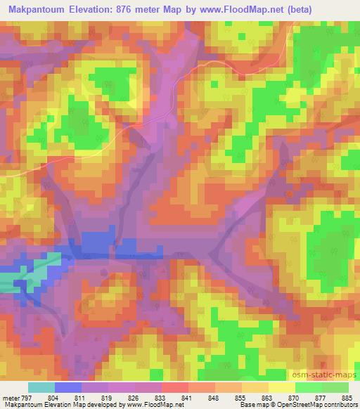 Makpantoum,Cameroon Elevation Map