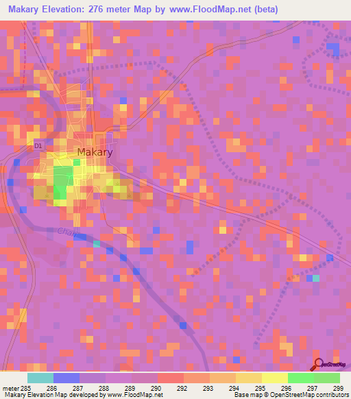 Makary,Cameroon Elevation Map