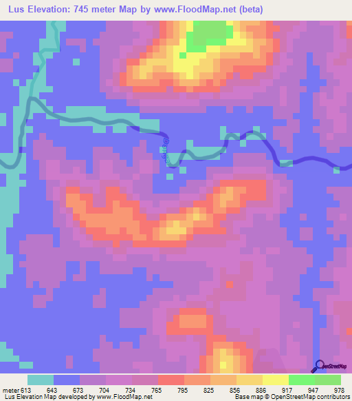 Lus,Cameroon Elevation Map