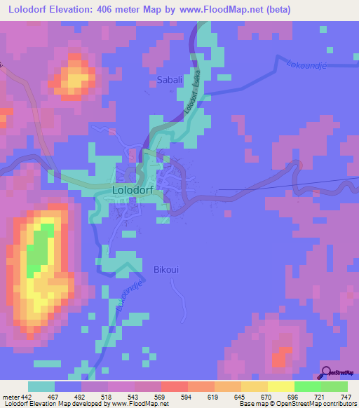 Lolodorf,Cameroon Elevation Map