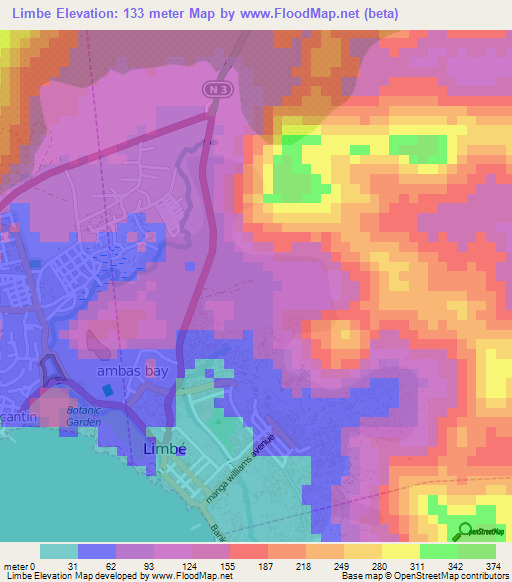 Limbe,Cameroon Elevation Map