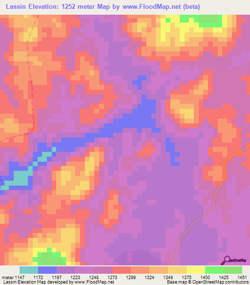 Lassin,Cameroon Elevation Map