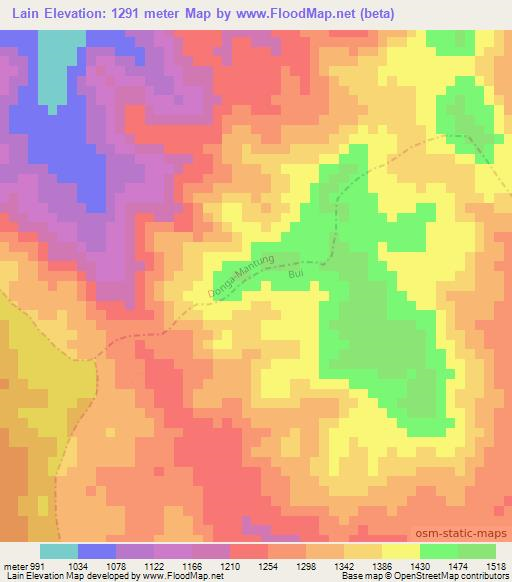 Lain,Cameroon Elevation Map