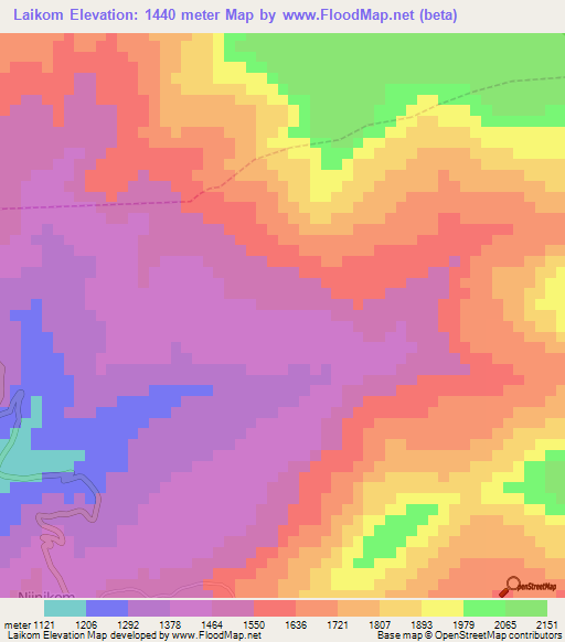 Laikom,Cameroon Elevation Map