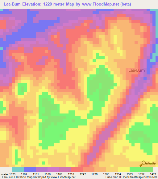 Laa-Bum,Cameroon Elevation Map