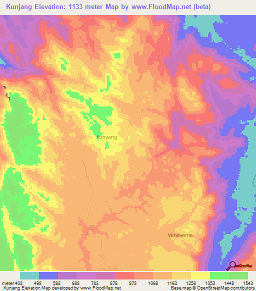 Kunjang,Cameroon Elevation Map