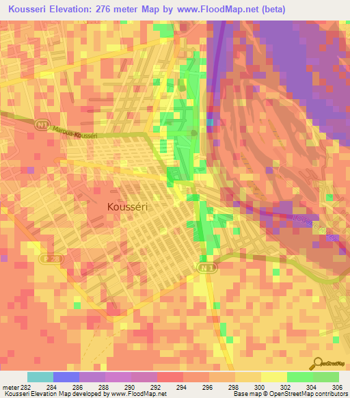 Kousseri,Cameroon Elevation Map