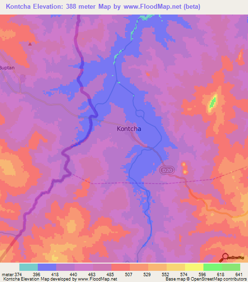 Kontcha,Cameroon Elevation Map