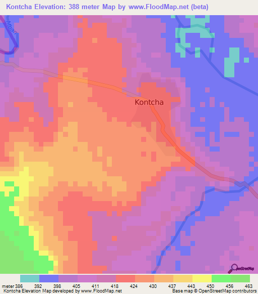 Kontcha,Cameroon Elevation Map