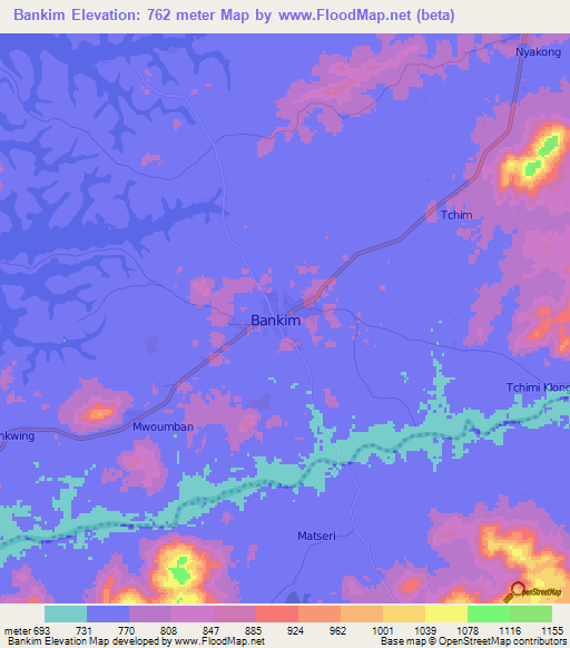 Bankim,Cameroon Elevation Map