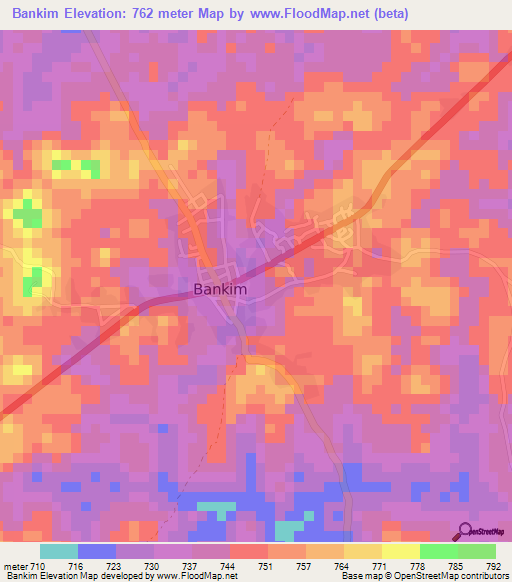 Bankim,Cameroon Elevation Map