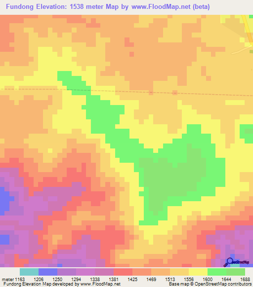 Fundong,Cameroon Elevation Map