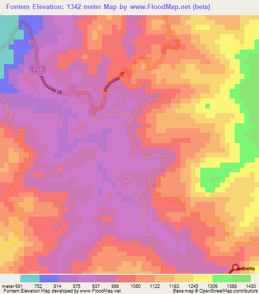 Fontem,Cameroon Elevation Map