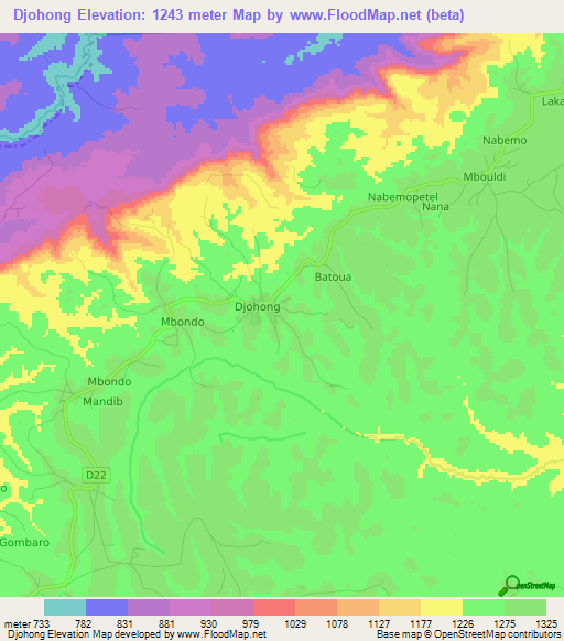 Djohong,Cameroon Elevation Map