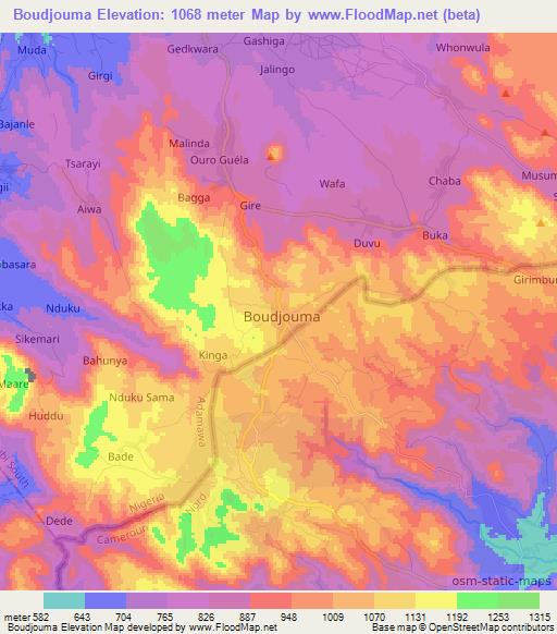 Boudjouma,Nigeria Elevation Map