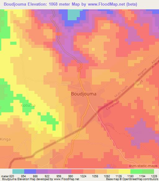 Boudjouma,Nigeria Elevation Map