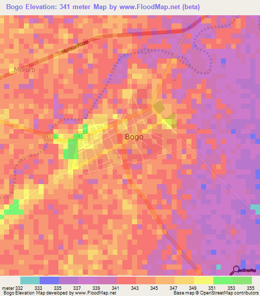 Bogo,Cameroon Elevation Map