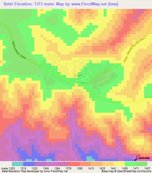 Belel,Cameroon Elevation Map