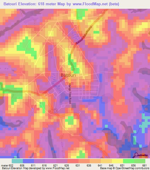 Batouri,Cameroon Elevation Map