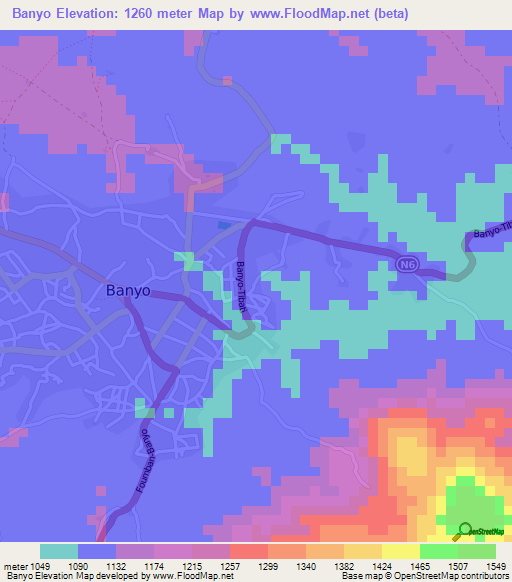 Banyo,Cameroon Elevation Map