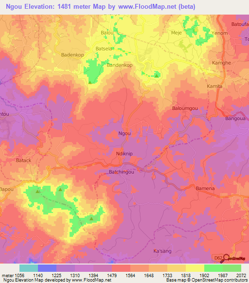 Ngou,Cameroon Elevation Map